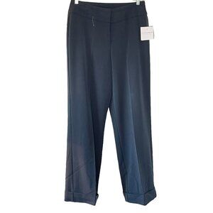 Sag Harbor Comfort Stretch Cuffed Trousers  Navy Blue NEW WITH TAGS